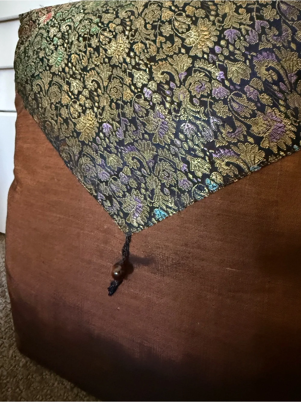 Brown Throw Pillow Thai Asian 16x16